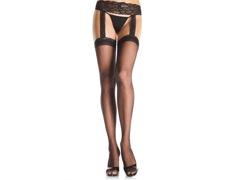 Sorte Stockings Med Hofteholder Xl
