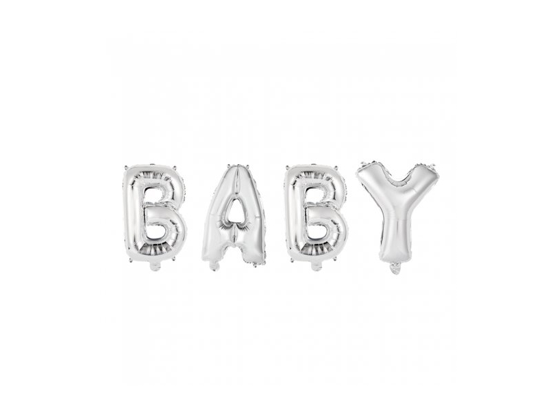 Folieballon Baby Silber, 41 Cm