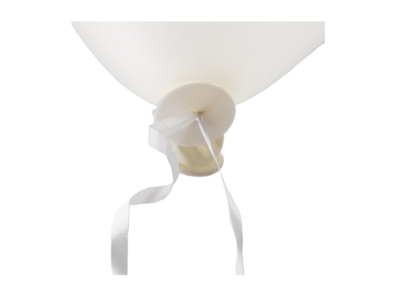 Ballonklemme med Snor Hvid - 100-stk