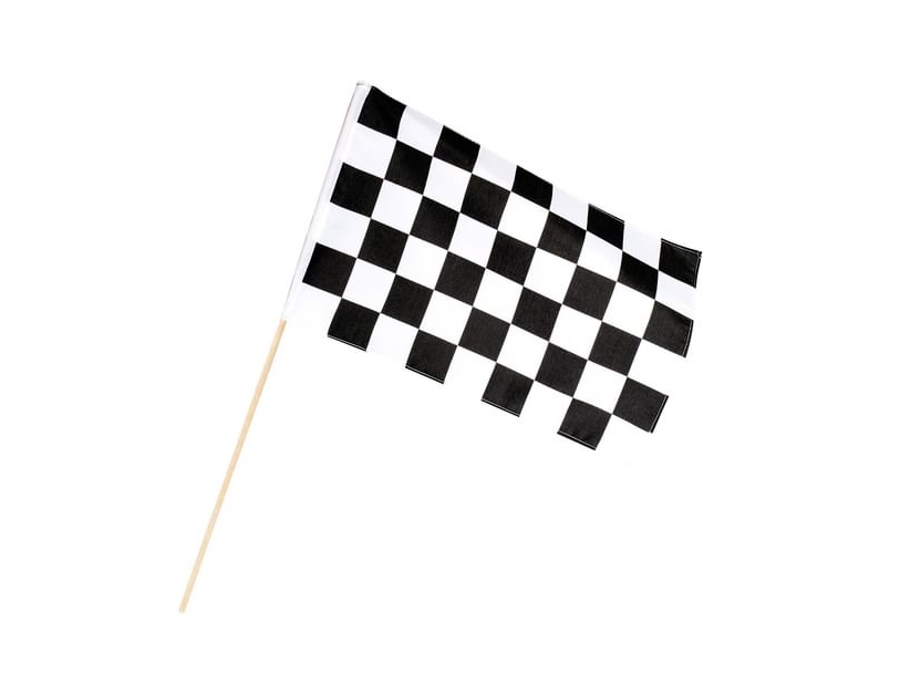 Målflag på pind, stof