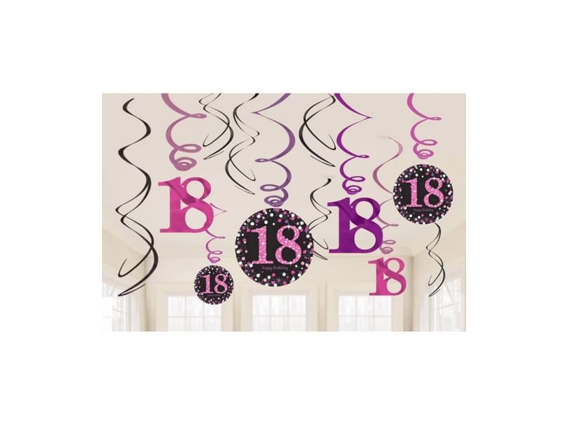 Deckenspiralen 18 Jahre Pink Sparkling