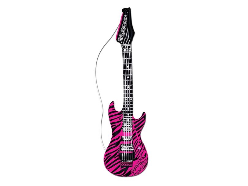 Uppblåsbar gitarr rosa zebra | Leksaker - Rollek - Kostym tillbehör | GameStuff