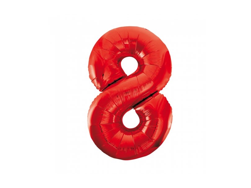 Folienballon Rot 8, 86 Cm