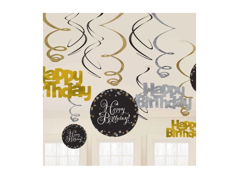 Loftspiraler Happy Birthday Sparkling