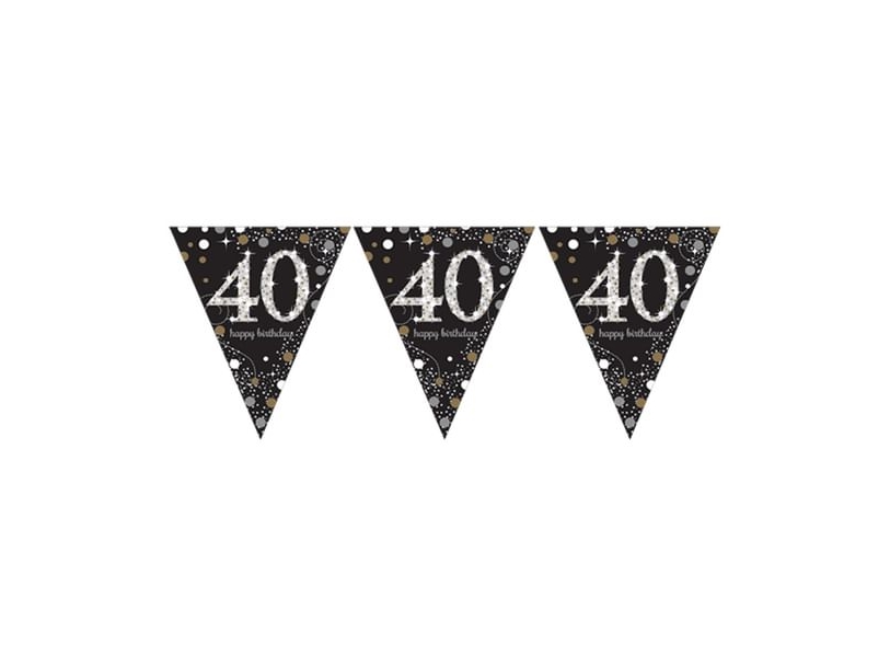 Amscan 9900568, Bunting Banner, Folie, Schwarz, Braun, Weiß, Geburtstag, 215 Mm, 3962 Mm