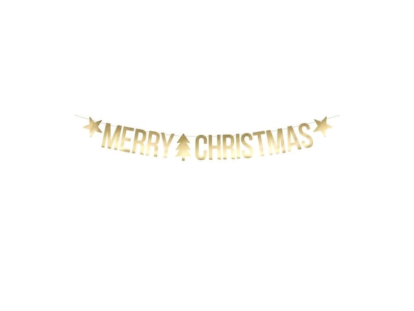 Merry Christmas Banner Guld