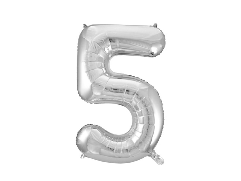 Silberne Zahlenballons, 86 Cm
