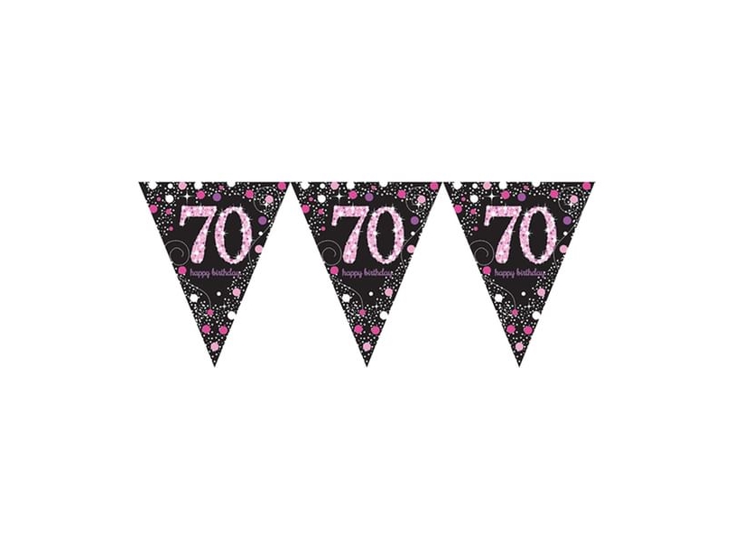 Wimpelgirlande 70 Jahre Pink Sparkling