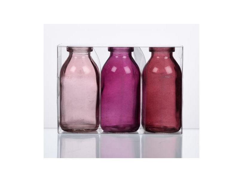Rosa Glasflasker, 10,5 Cm
