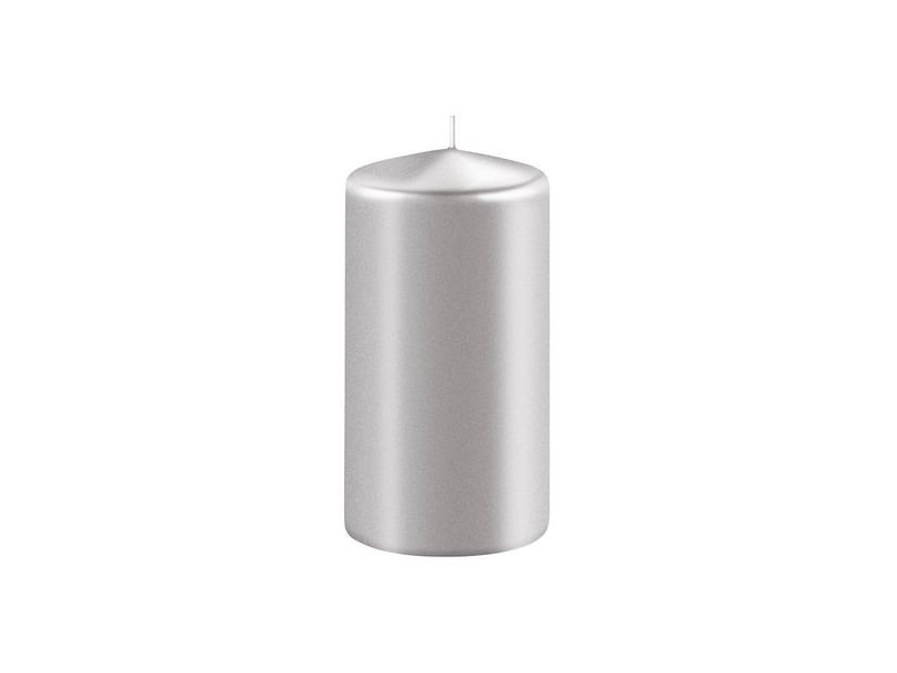 Block Kerze Metall Silber, 5X10 Cm