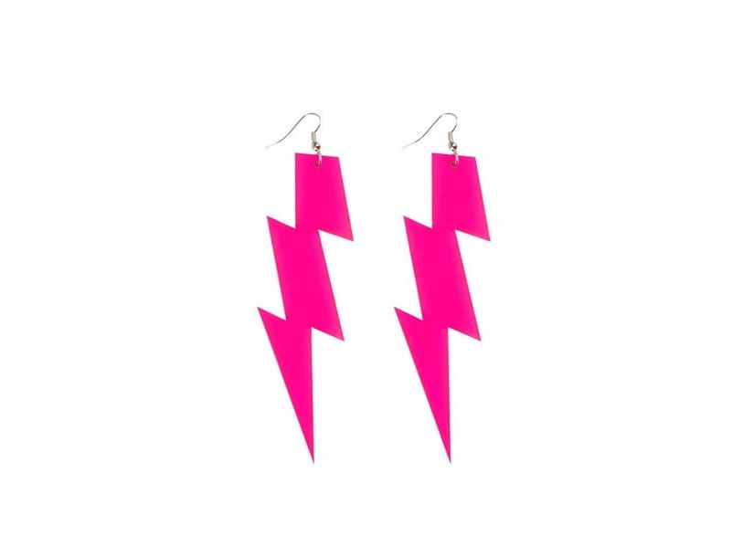 Neonrosa örhängen med blixtar | Leksaker - Rollek - Kostym tillbehör | GameStuff