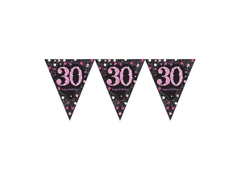 Wimpelgirlande 30 Jahre Pink Sparkling