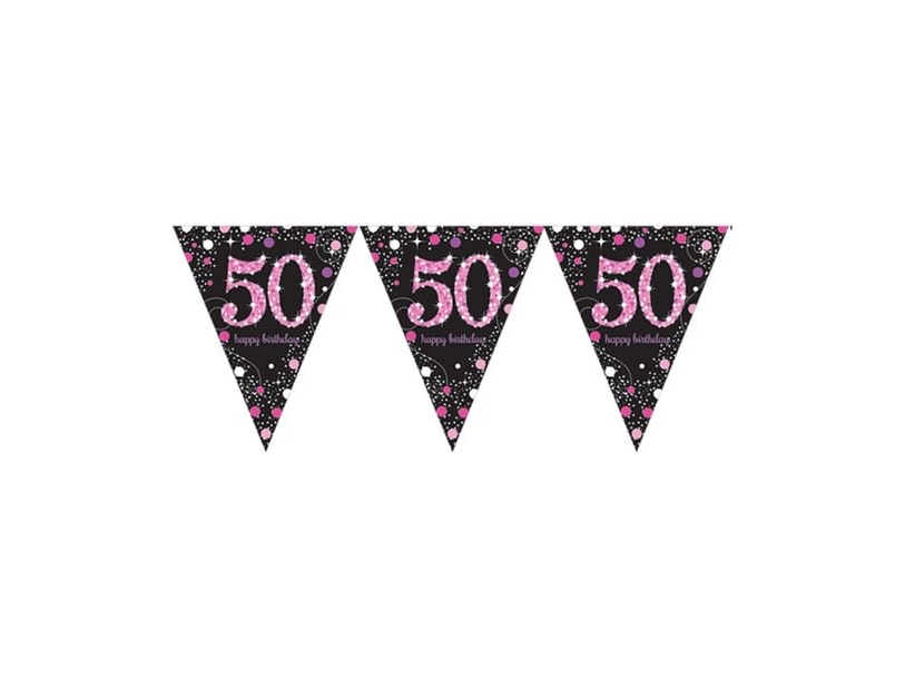Wimpelgirlande 50 Jahre Pink Sparkling