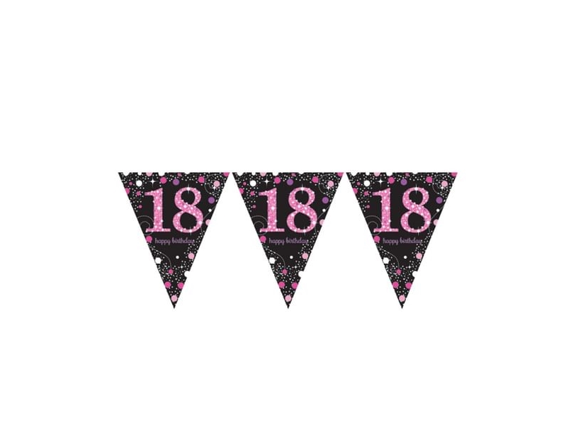 Wimpelgirlande 18 Jahre Pink Sparkling