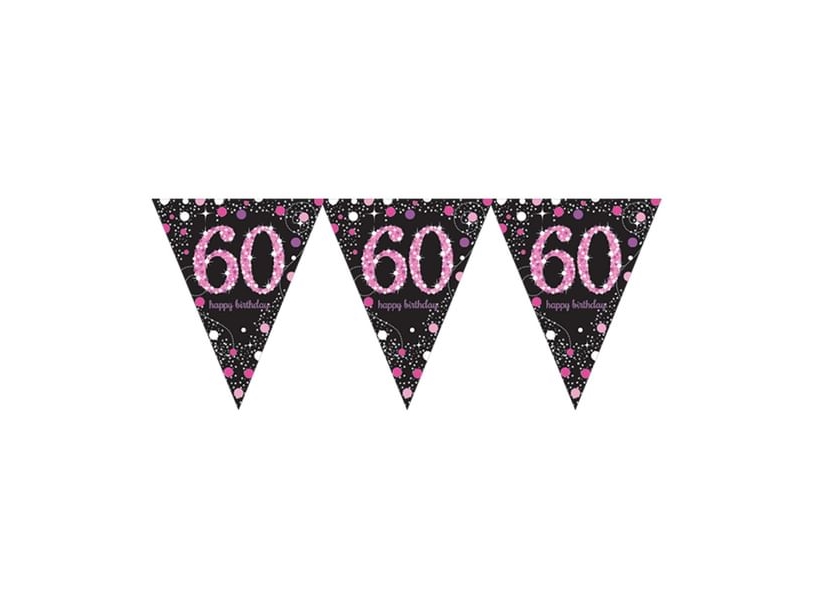 Wimpelgirlande 60 Jahre Pink Sparkling