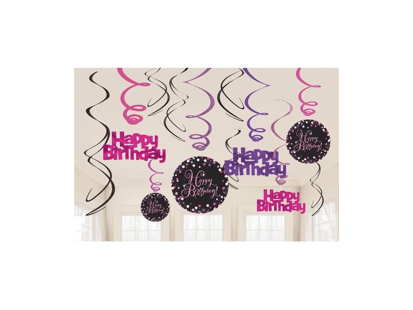 Pink sparkling loftsirliga spiraler | Skola & Hobby - Festdekorera - Ballonger | GameStuff