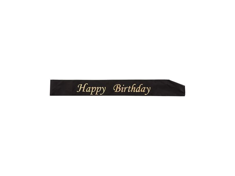 Schwarze Happy Birthday Schärpe