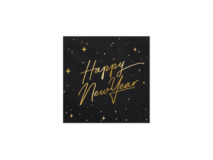 PartyDeco SP33-82-010-019ME, Svart, Guld, papper, Bild, 165 mm, 165 mm, 22 styck | Catering - Dukar & Servetter - Servetter | GameStuff