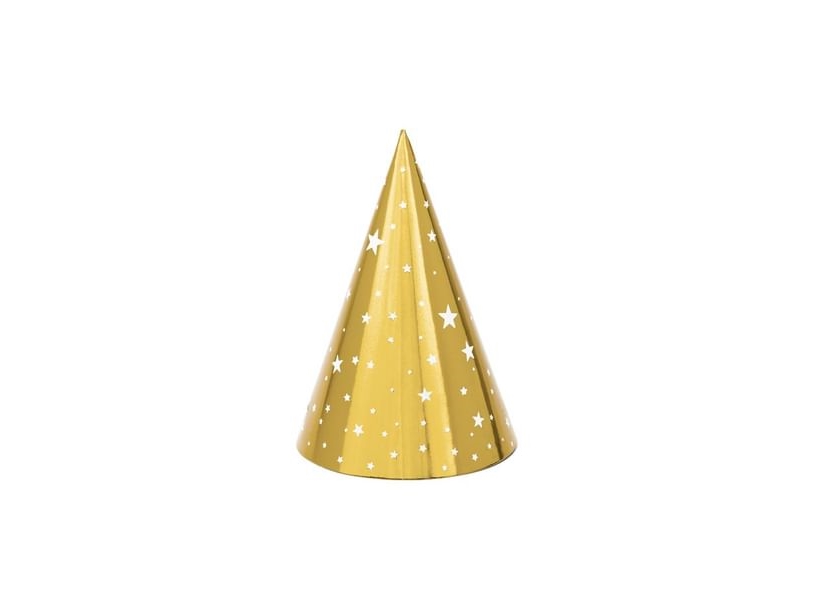 Goldene Partyhüte, 6 Stück.