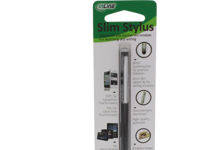 Inline Stylus, Stift Für Touchscreens Von Smartphone Und Tablet, Schwarz, Schwarz, Aluminium, 9 G, 6 Mm, 1 Stück(E), 49 Mm