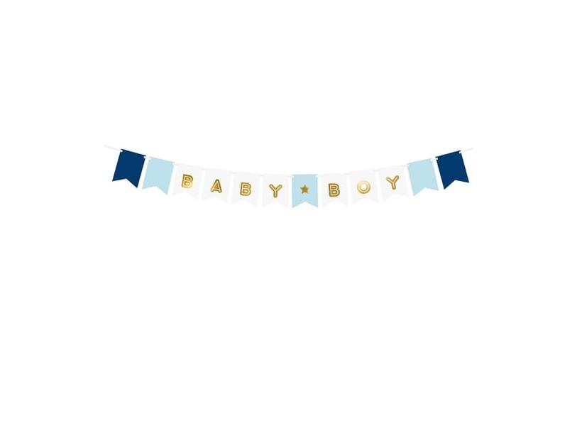 Partydeco Grl61, Bunting Banner, Blau, Gold, Weiß, Mottoparty, 150 Mm, 1600 Mm, 160 Mm