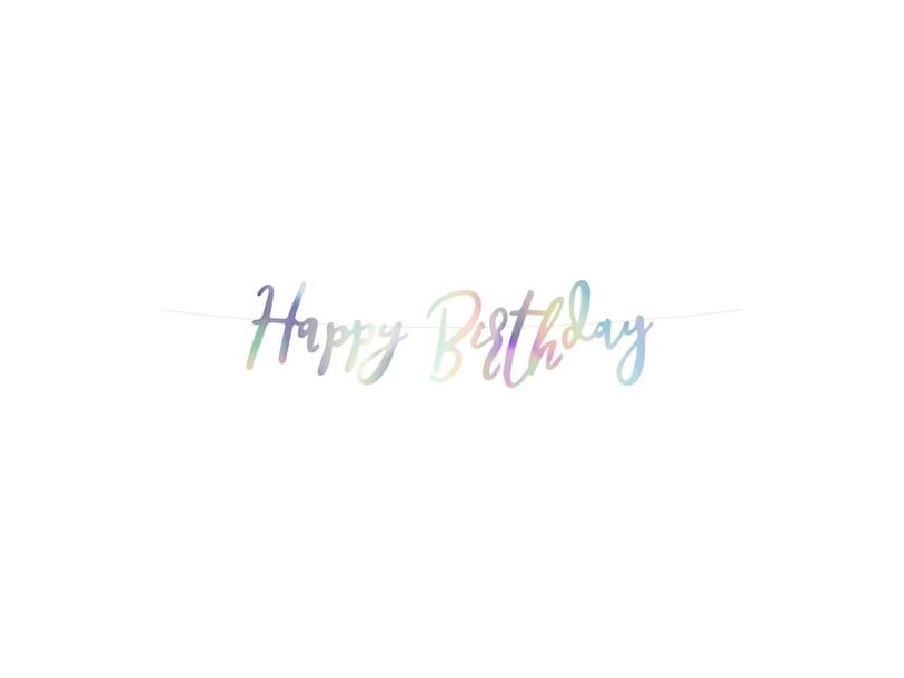 Guirlande Happy Birthday Regnbuefarvet
