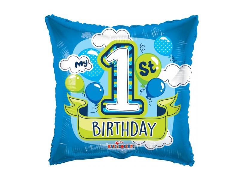 Folienballon 1 Jahr, Blaues Quadrat