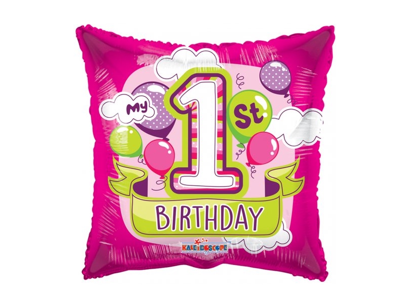 Folienballon 1 Jahr, Pink Quadratisch