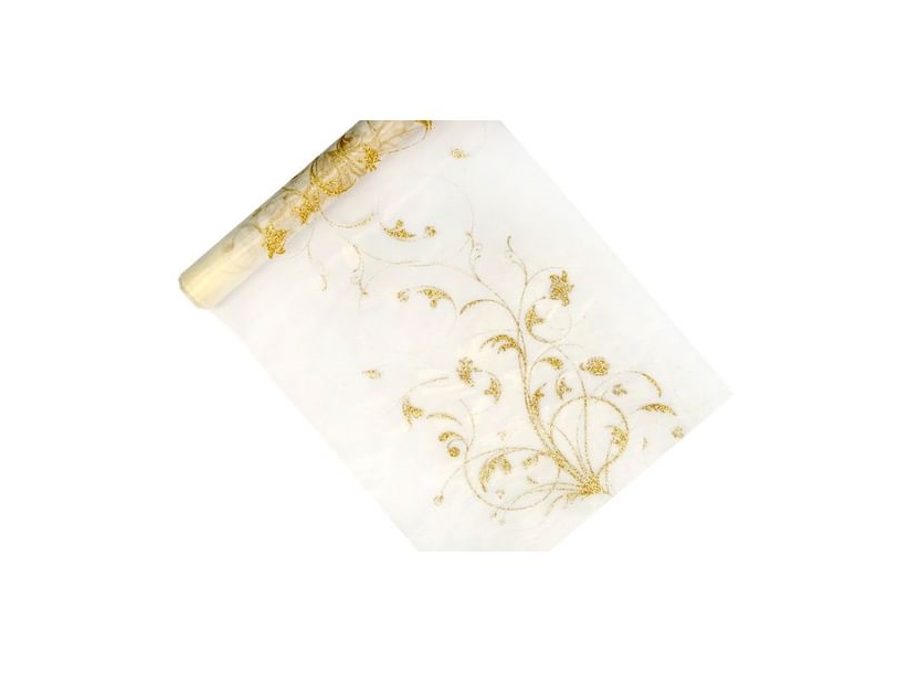 Cremefarbener Organza Mit Goldenem Muster