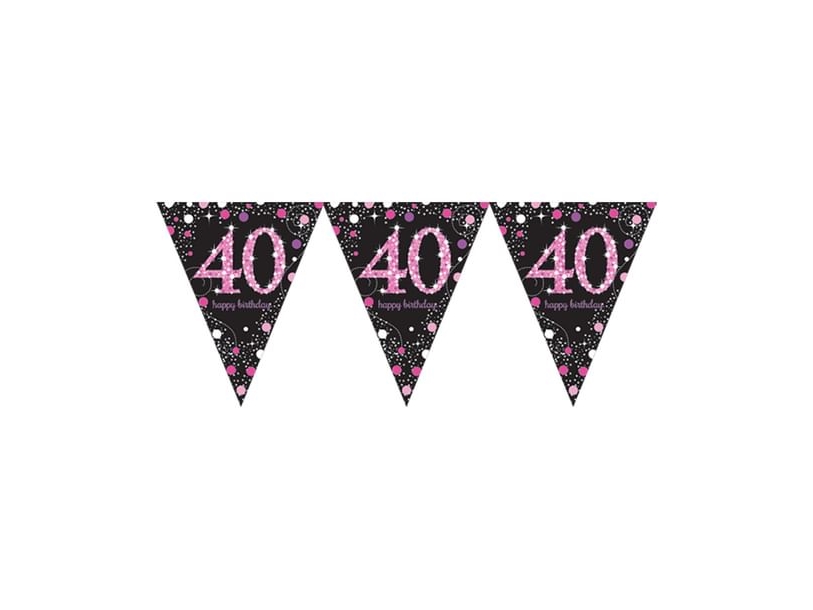 Wimpelgirlande 40 Jahre Pink Sparkling