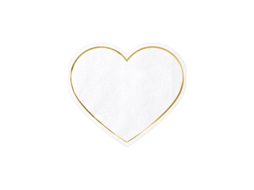 Vita hjärtservetter med guldkant | Skola & Hobby - Festdekorera - Ballonger | GameStuff