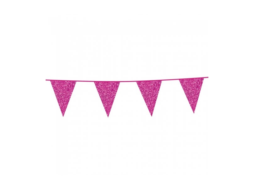 Hot Pink Vimpelguirlande Med Glimmer