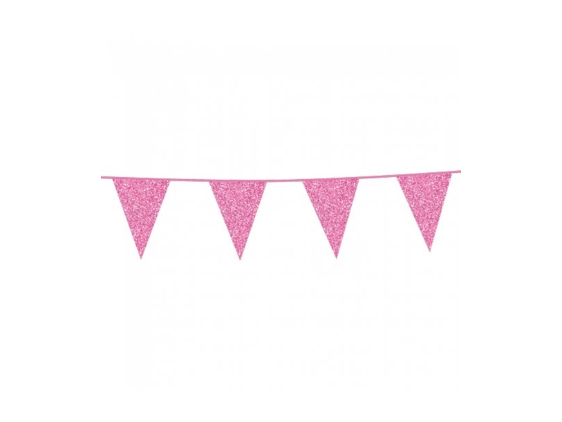 Pink Vimpelguirlande Med Glimmer