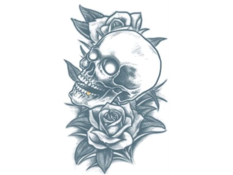 Tattoo Mit Totenkopf Und Rosen
