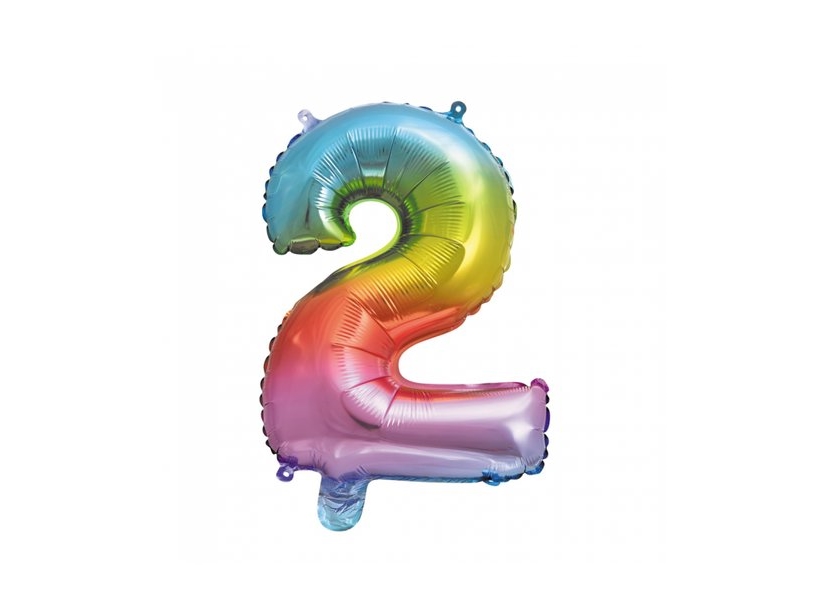 Folie Nummer Ballon 2 Regenbogen, 41 Cm