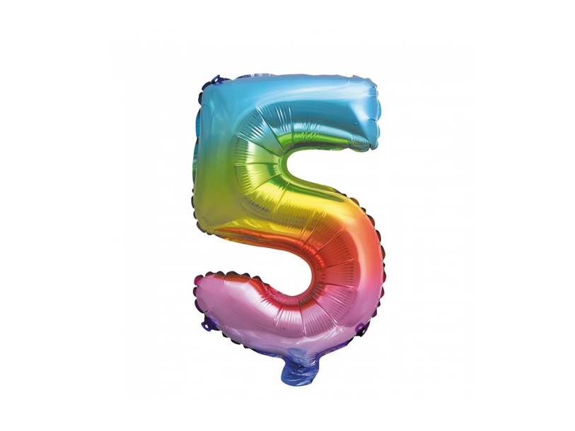 Nummerballong i folie 5 regnbåge, 41 cm | Skola & Hobby - Festdekorera - Ballonger | GameStuff