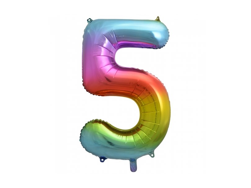 Nummerballong i folie 5 regnbåge, 86 cm | Skola & Hobby - Festdekorera - Ballonger | GameStuff