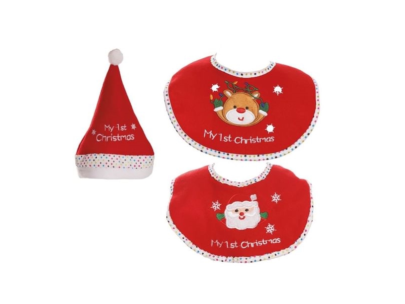 Baby julesæt, hue og hagesmæk