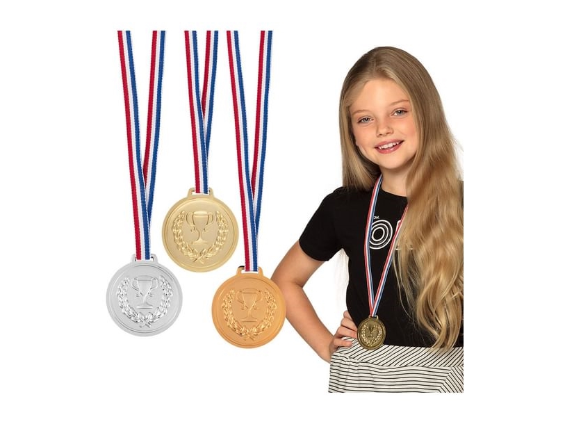3 medaljer guld, sølv, bronze