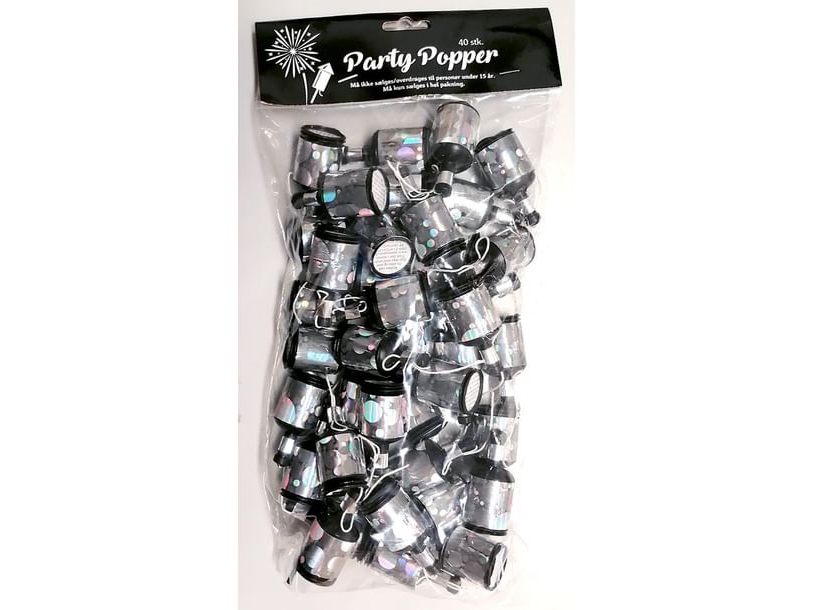 Party-Poppers 40 Silberne Blasen