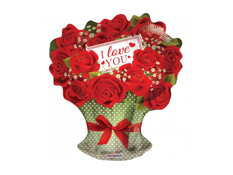 Folienballon Rote Rosen Ich Liebe Dich
