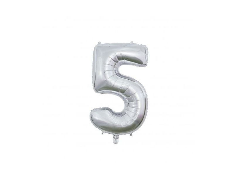 Folienballon 5 Silber 66 Cm