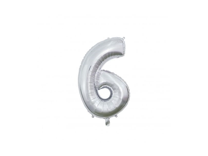 Folienballon 6 Silber 66 Cm