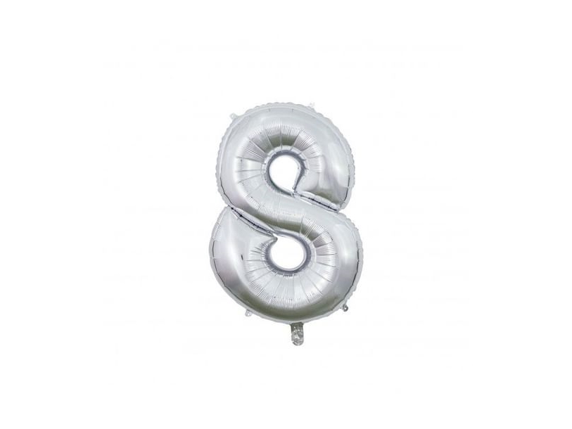 Folienballon 8 Silber 66 Cm