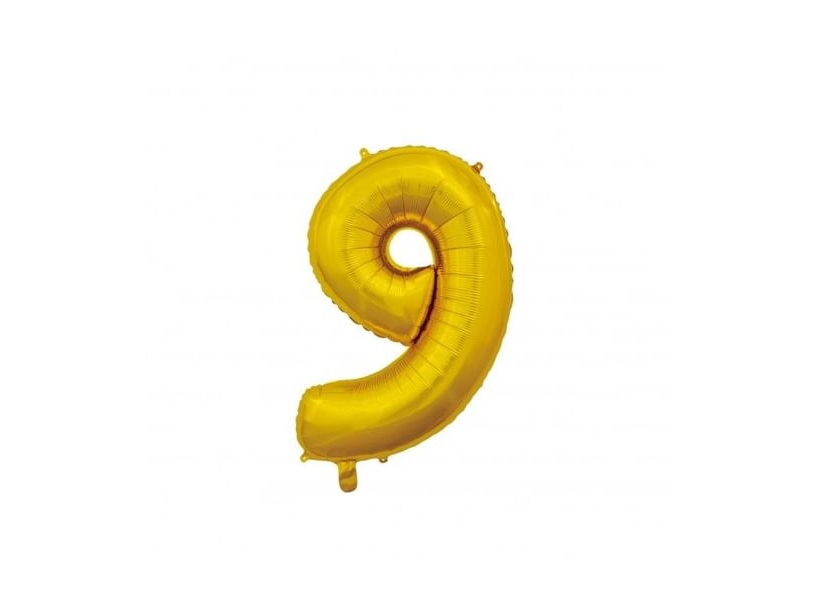 Folienballon 9 Gold 66 Cm