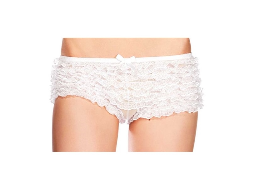 Valkoiset hotpants röyhelöillä