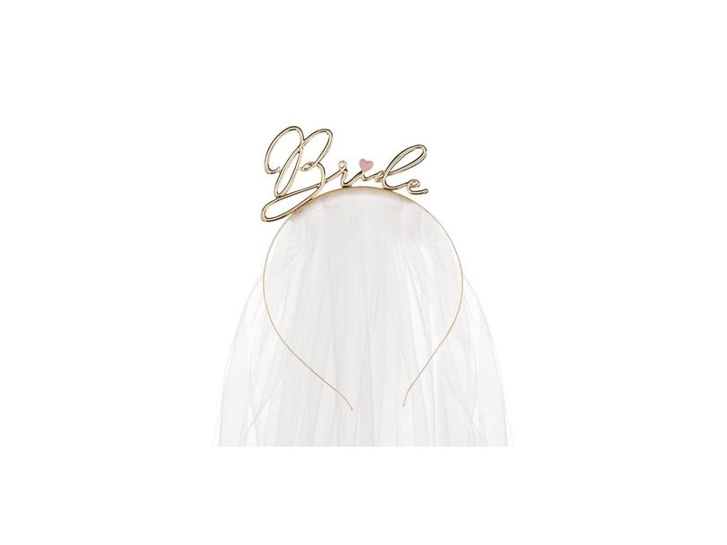 Bride guld hårbøjle med slør | Leksaker - Rollek - Kostym tillbehör | GameStuff