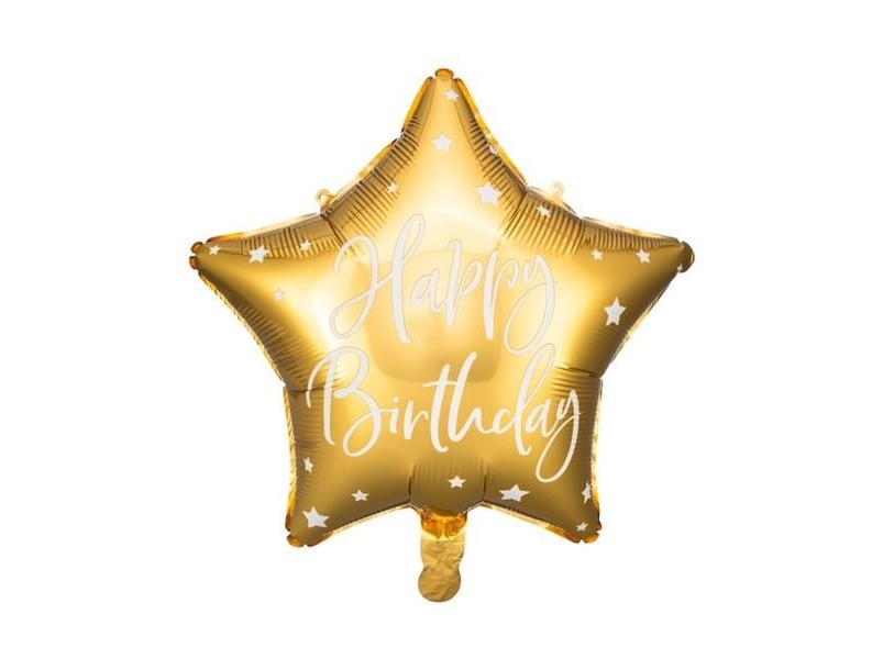 Partydeco Fb93-019-Karton, Gold, Stern, Folie, Geburtstag, Englisch, 40 Cm