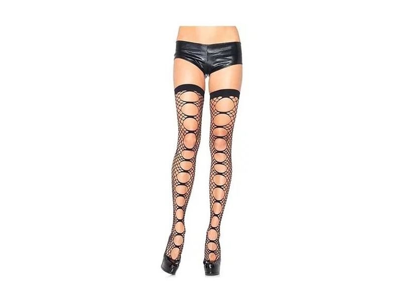 Sorte Net Stockings Med Huller