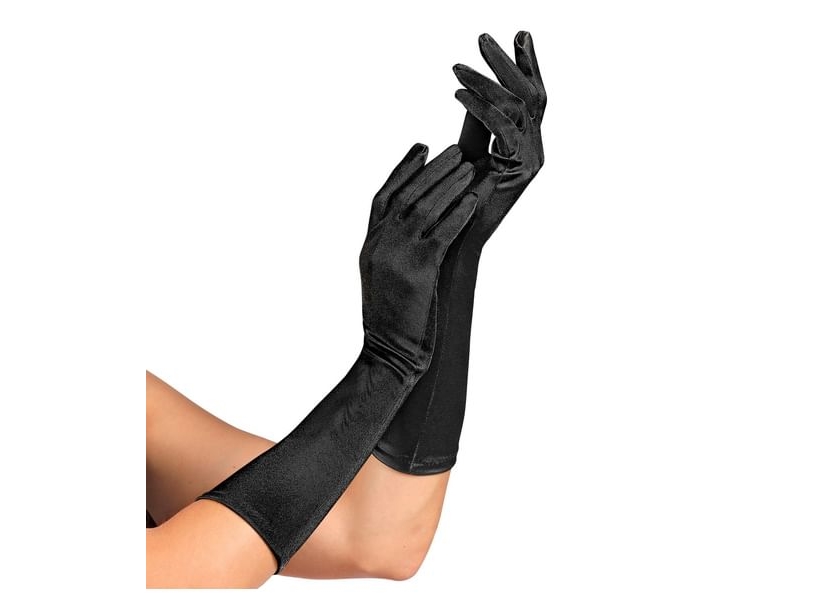 Sorte Satinhandsker Lange - One size